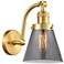 Cone 7" Satin Gold Sconce w/ Plated Smoke Shade