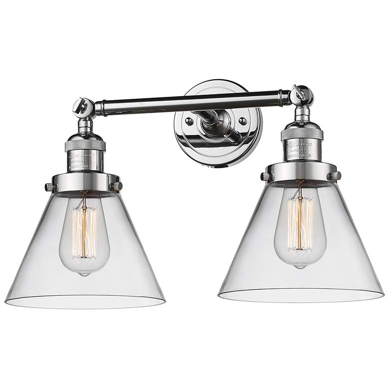Image 1 Cone 8" 2 Light 18" Tiltable LED Bath Light - Polished Chrome - C