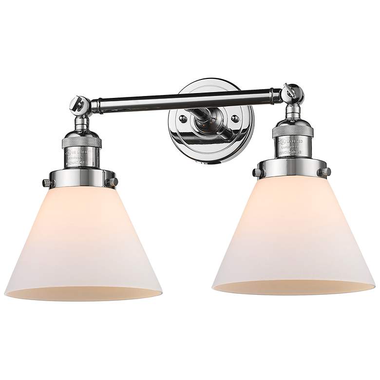 Image 1 Cone 8" 2 Light 18" Tiltable LED Bath Light - Polished Chrome - W