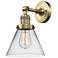 Cone 8" Antique Brass Sconce w/ Clear Shade