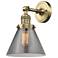 Cone 8" Antique Brass Sconce w/ Plated Smoke Shade