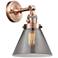 Cone 8" Antique Copper Sconce w/ Plated Smoke Shade
