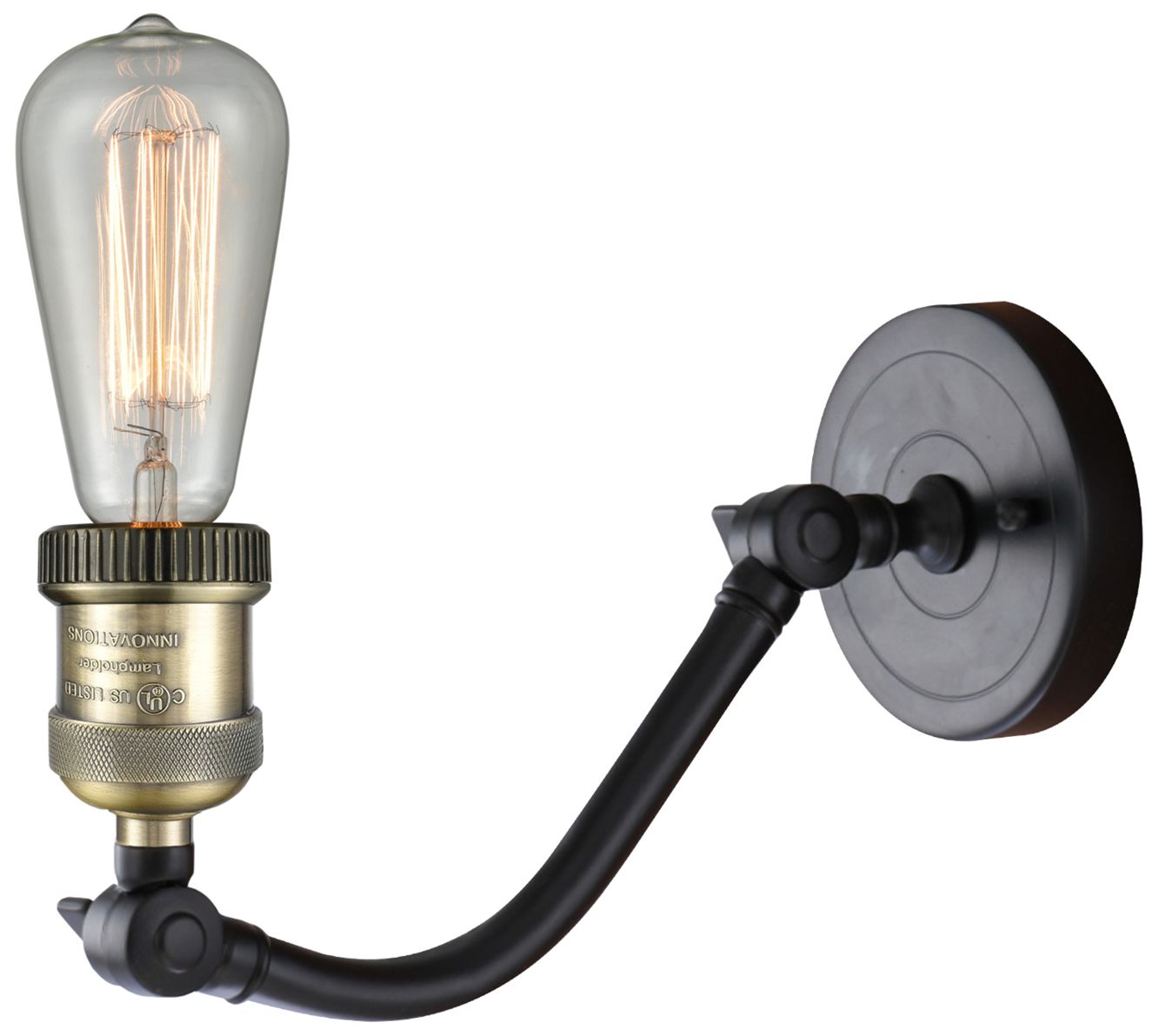 Image 2 Cone 8" Black Antique Brass Sconce w/ Clear Shade more views