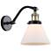 Cone 8" Black Antique Brass Sconce w/ Matte White Shade