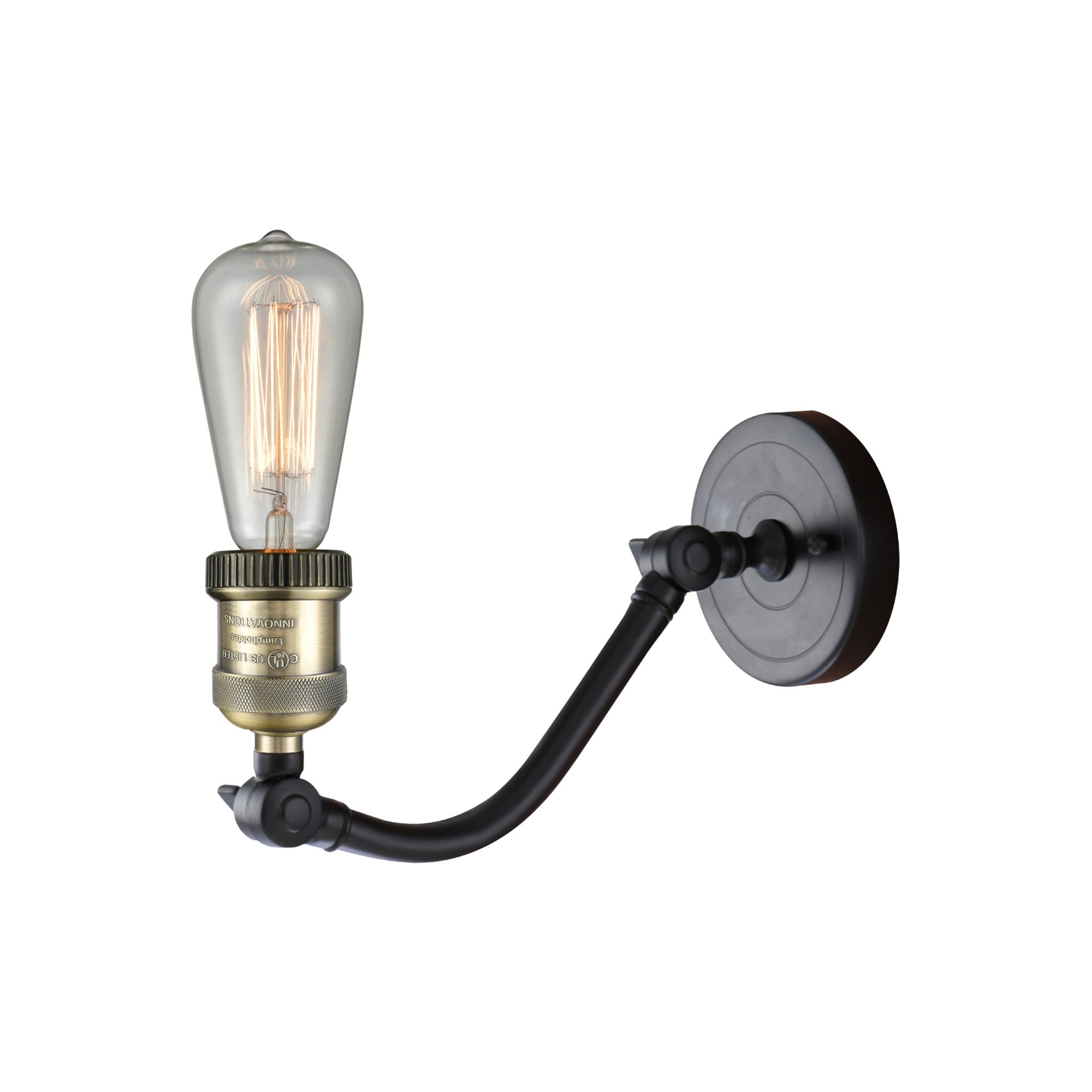 Image 5 Cone 8" Black Antique Brass Sconce w/ Matte White Shade more views