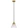 Cone 8" Brushed Brass Mini Pendant w/ Clear Shade