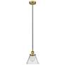 Cone 8" Brushed Brass Mini Pendant w/ Clear Shade