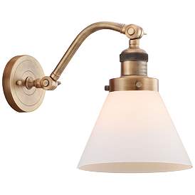 Image1 of Cone 8" Brushed Brass Sconce w/ Matte White Shade