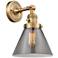 Cone 8" Brushed Brass Sconce w/ Plated Smoke Shade