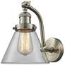 Cone 8" Brushed Satin Nickel Sconce w/ Clear Shade