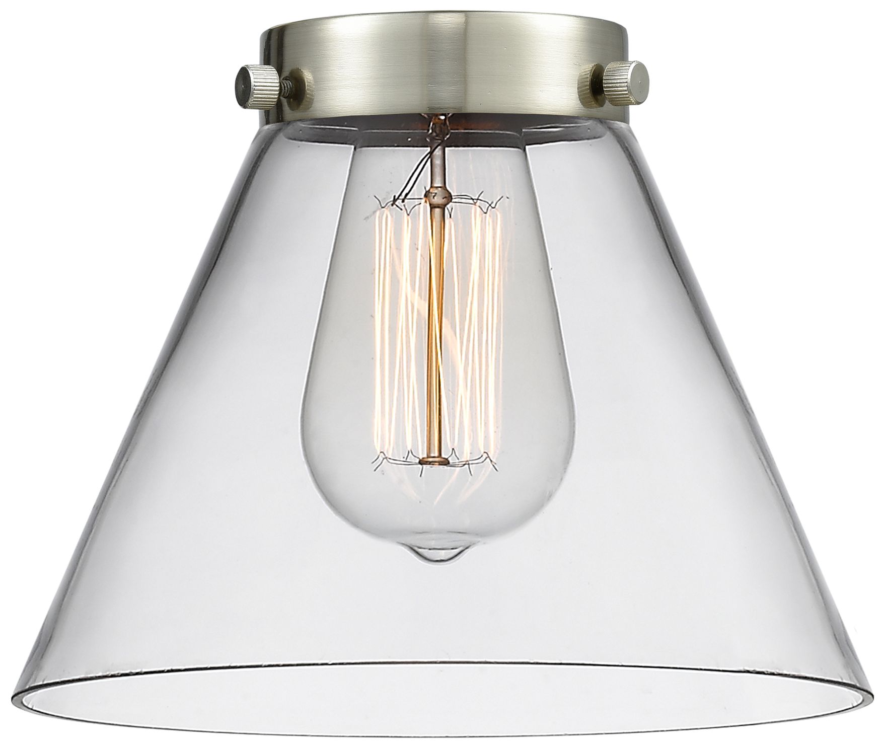 Image 4 Cone 8" Brushed Satin Nickel Sconce w/ Clear Shade more views