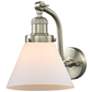 Cone 8" Brushed Satin Nickel Sconce w/ Matte White Shade