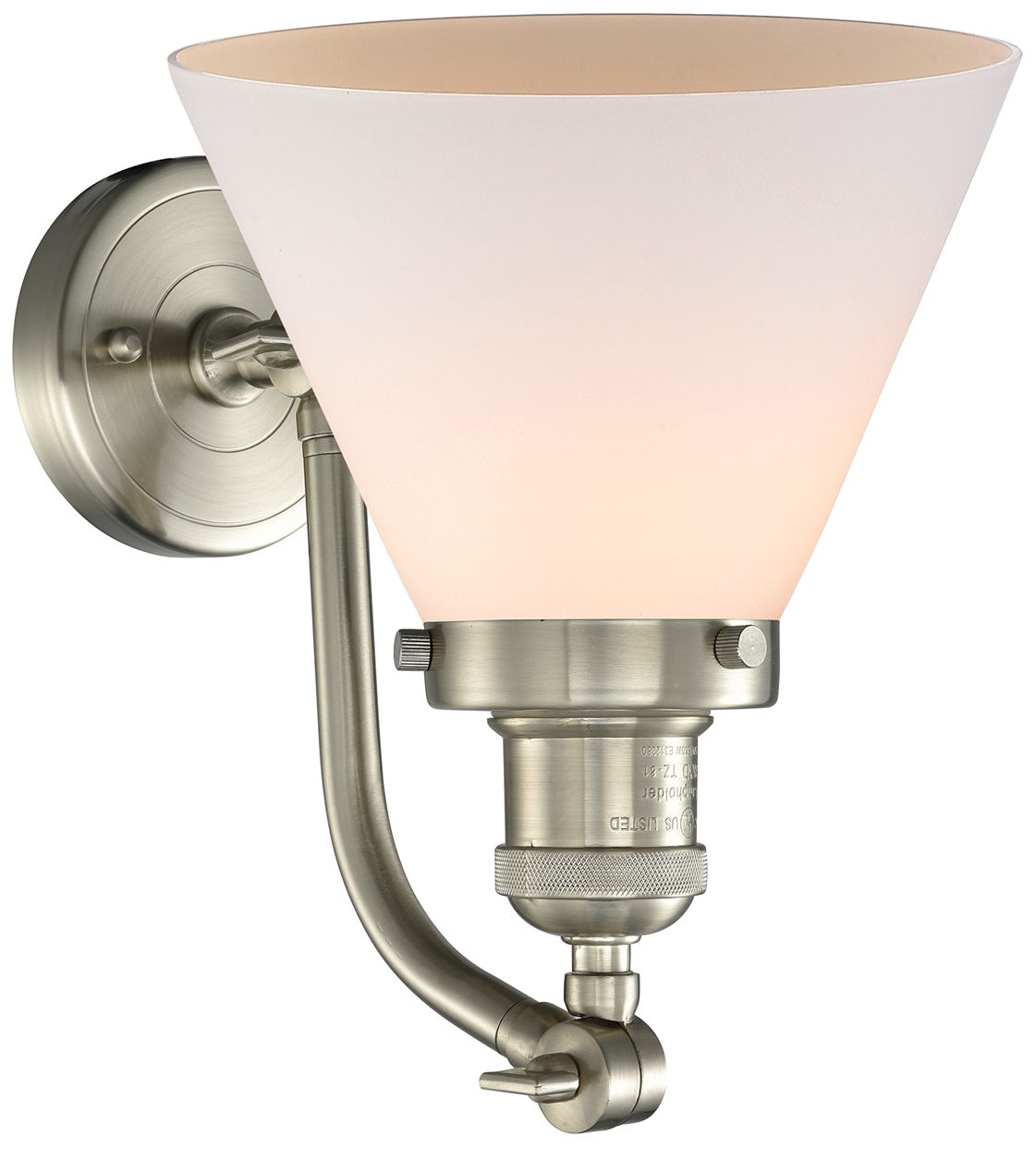 Image 2 Cone 8" Brushed Satin Nickel Sconce w/ Matte White Shade more views