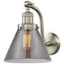 Cone 8" Brushed Satin Nickel Sconce w/ Plated Smoke Shade
