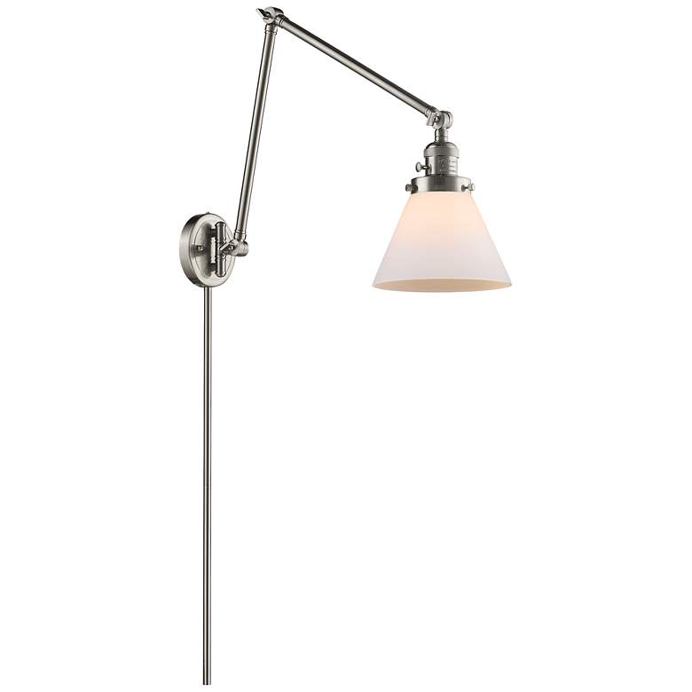 Image 1 Cone 8" Brushed Satin Nickel Swing Arm w/ Matte White Shade