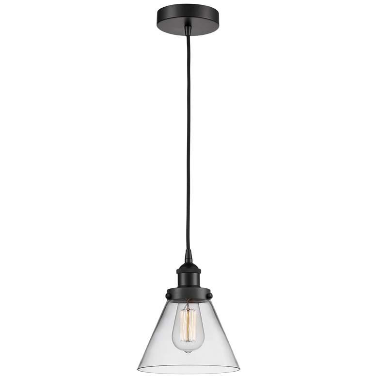Image 1 Cone 8" LED Mini Pendant - Matte Black - Clear Shade