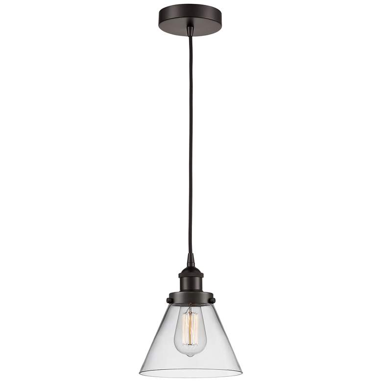 Image 1 Cone 8" LED Mini Pendant - Oil Rubbed Bronze - Clear Shade