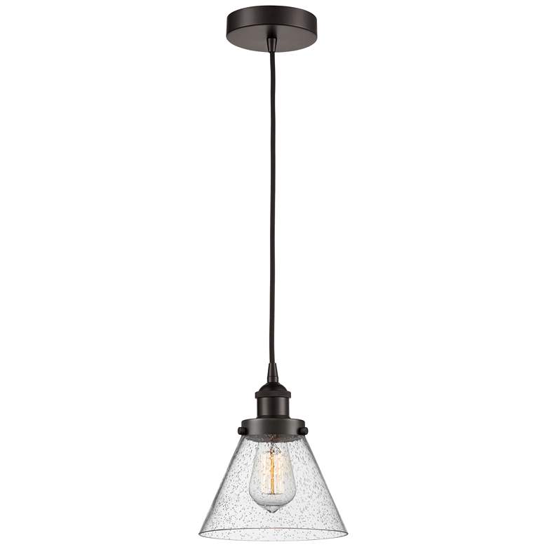 Image 1 Cone 8" LED Mini Pendant - Oil Rubbed Bronze - Seedy Shade