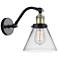Cone 8" LED Sconce - Black Brass Finish - Clear Shade