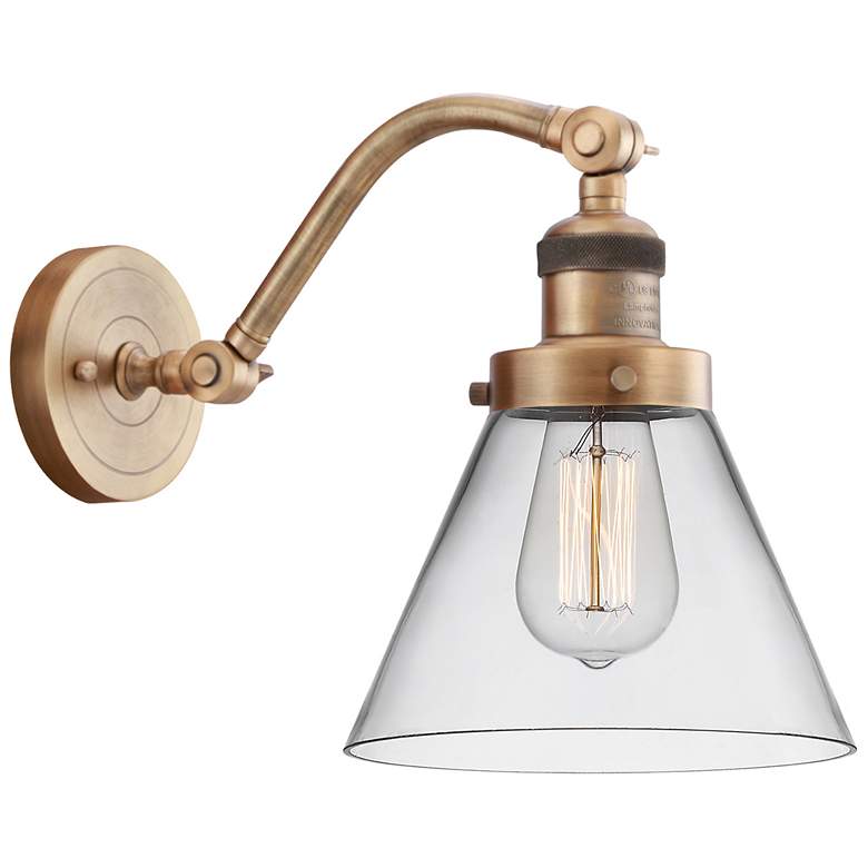 Image 1 Cone 8" LED Sconce - Brass Finish - Clear Shade