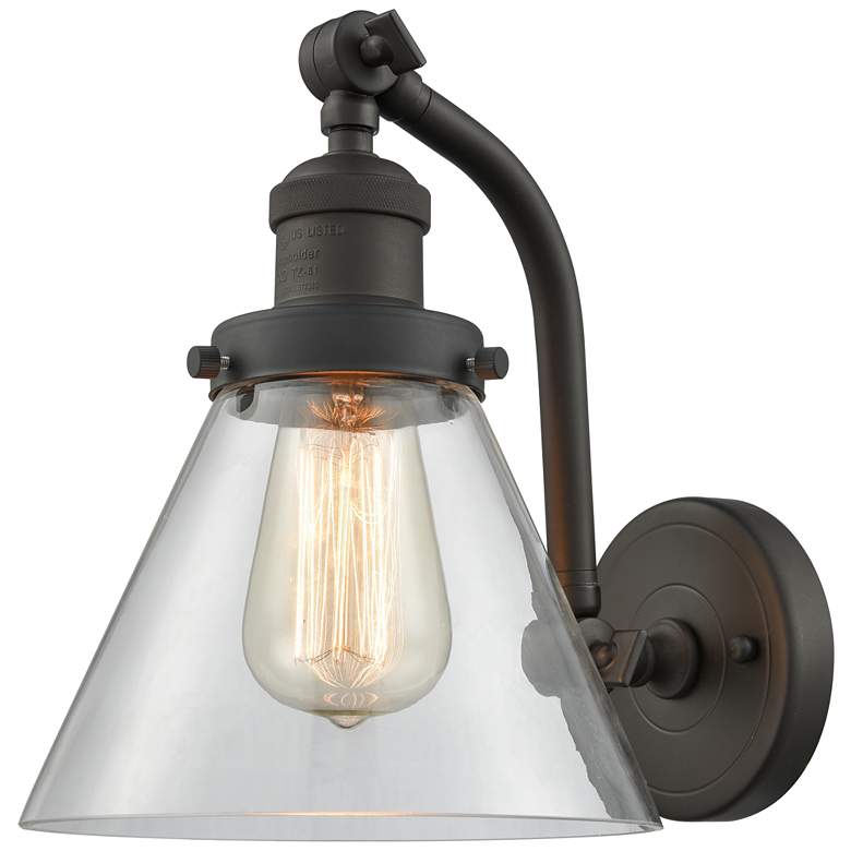 Image 1 Cone 8" LED Sconce - Bronze Finish - Clear Shade