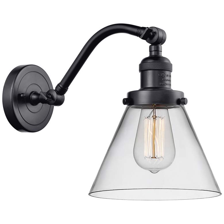 Image 1 Cone 8" LED Sconce - Matte Black Finish - Clear Shade