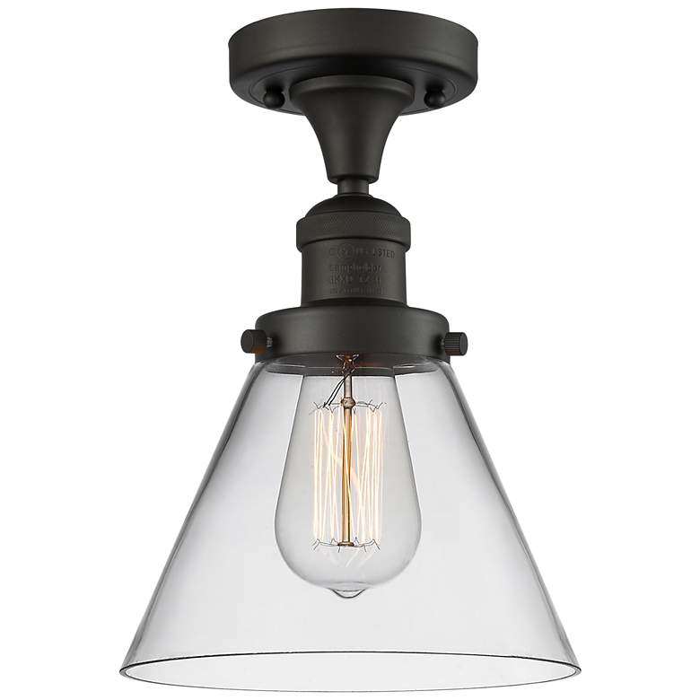 Image 1 Cone 8" LED Semi-Flush Mount - Oil Rubbed Bronze - Clear Shade