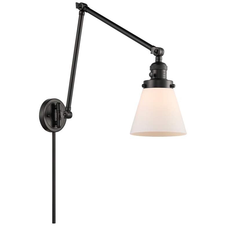 Image 1 Cone 8" Matte Black LED Swing Arm With Matte White Shade