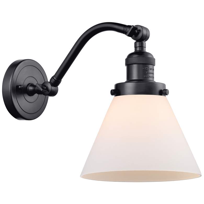 Image 1 Cone 8" Matte Black Sconce w/ Matte White Shade