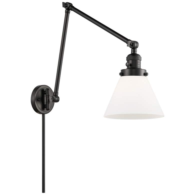 Image 1 Cone 8" Matte Black Swing Arm w/ Matte White Shade