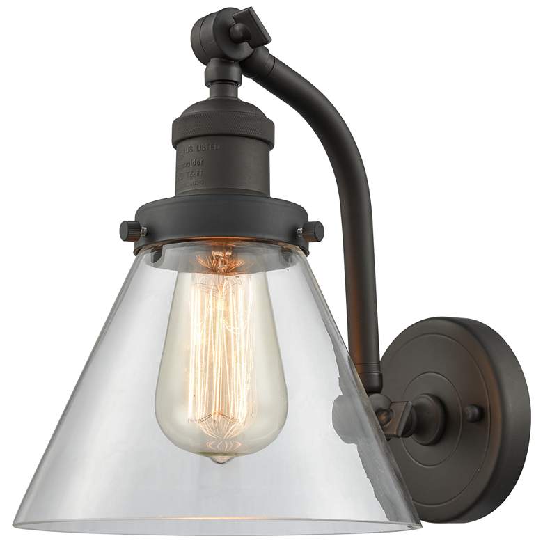 Image 1 Cone 8" Oil Rubbed Bronze Sconce w/ Clear Shade