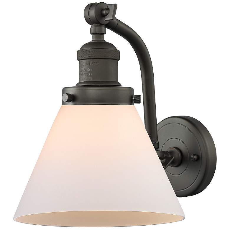 Image 1 Cone 8" Oil Rubbed Bronze Sconce w/ Matte White Shade