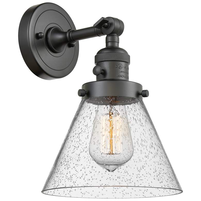 Image 1 Cone 8" Oil Rubbed Bronze Sconce w/ Seedy Shade