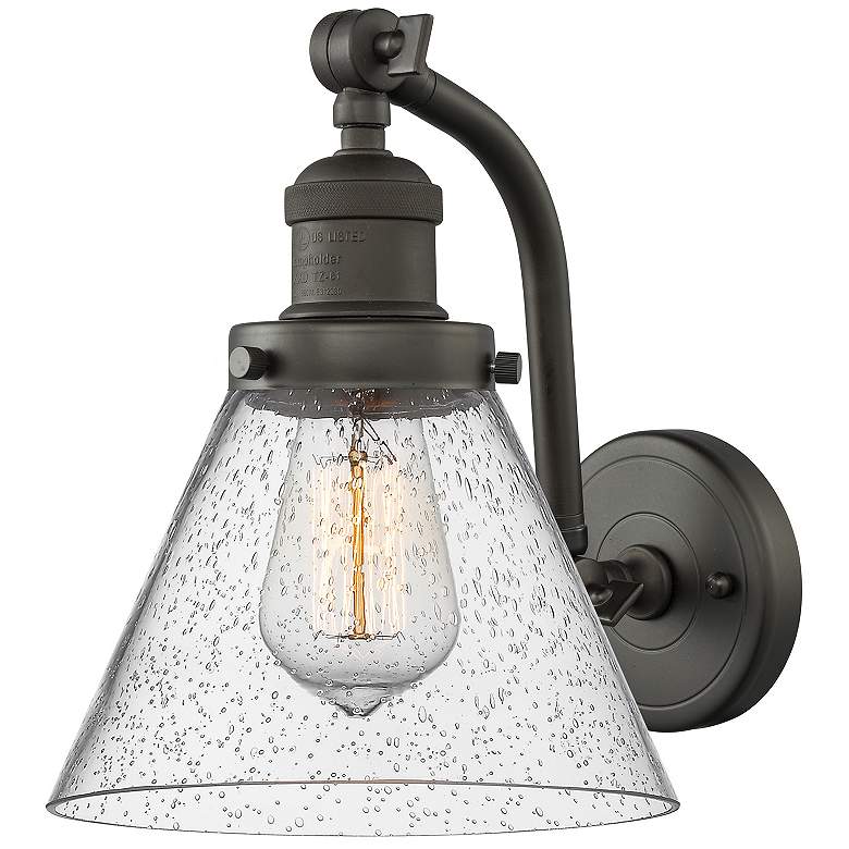 Image 1 Cone 8" Oil Rubbed Bronze Sconce w/ Seedy Shade