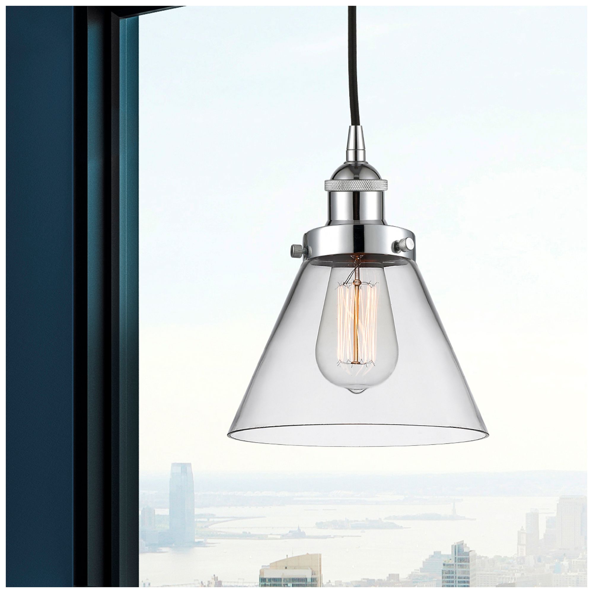 Image 2 Cone 8" Polished Chrome Mini Pendant w/ Clear Shade more views