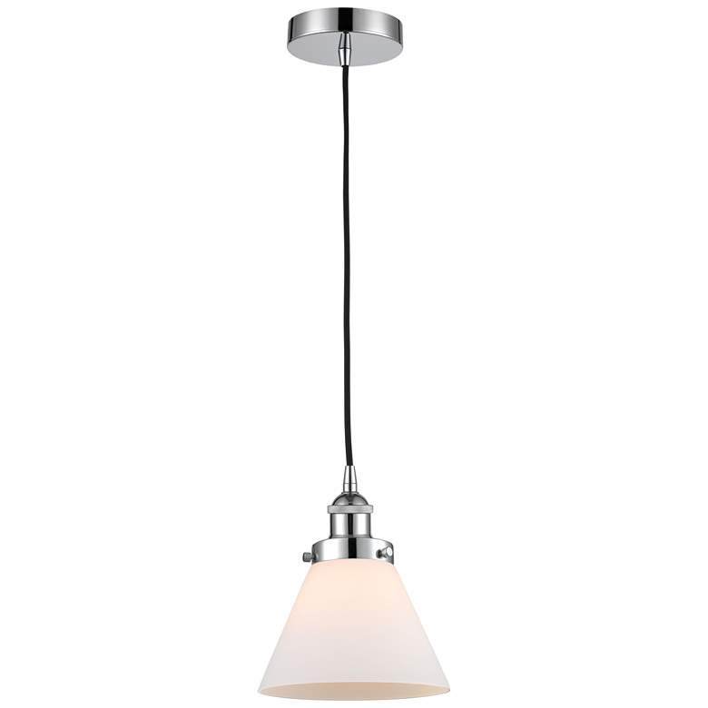 Image 1 Cone 8" Polished Chrome Mini Pendant w/ Matte White Shade