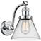 Cone 8" Polished Chrome Sconce w/ Clear Shade