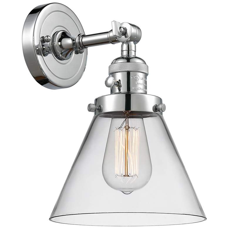 Image 1 Cone 8" Polished Chrome Sconce w/ Clear Shade