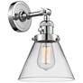 Cone 8" Polished Chrome Sconce w/ Clear Shade