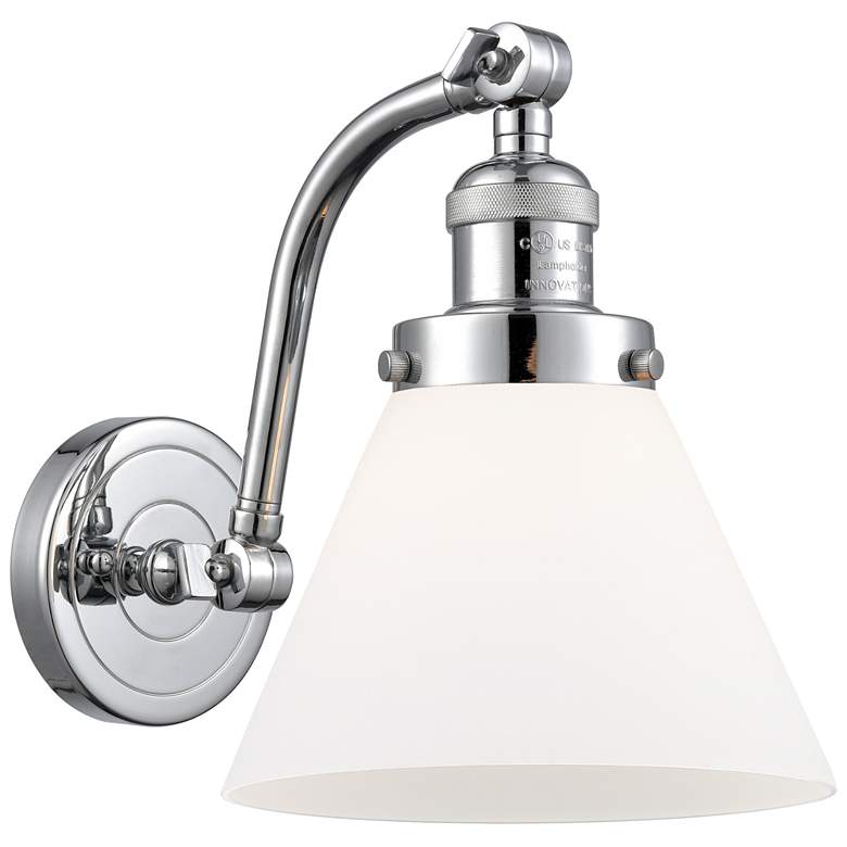 Image 1 Cone 8 inch Polished Chrome Sconce w/ Matte White Shade