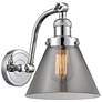 Cone 8" Polished Chrome Sconce w/ Plated Smoke Shade