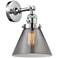 Cone 8" Polished Chrome Sconce w/ Plated Smoke Shade