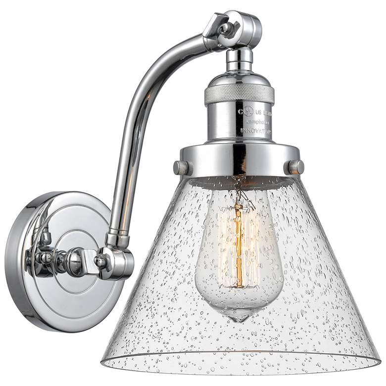 Image 1 Cone 8" Polished Chrome Sconce w/ Seedy Shade