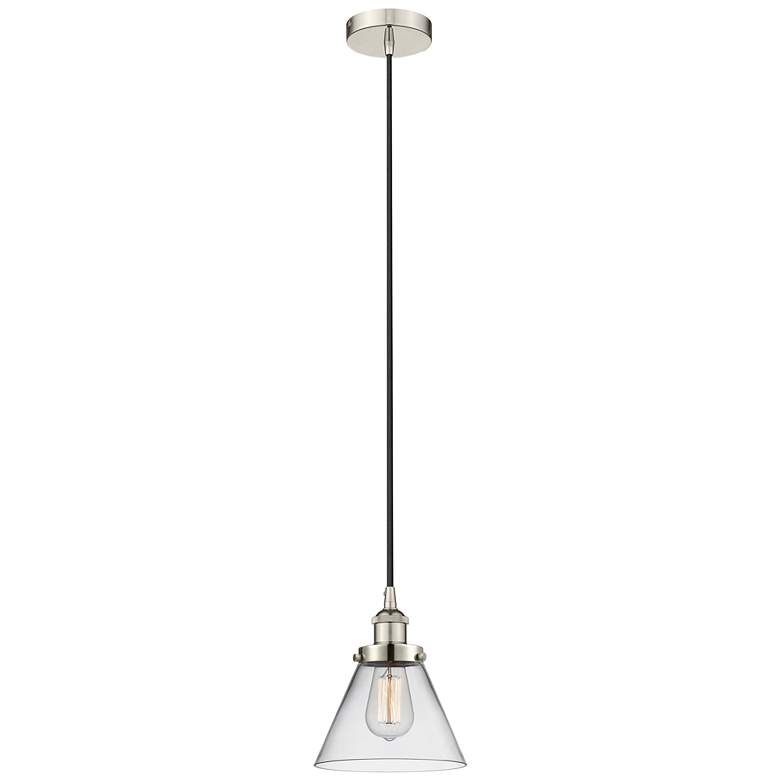 Image 1 Cone 8" Polished Nickel Mini Pendant w/ Clear Shade
