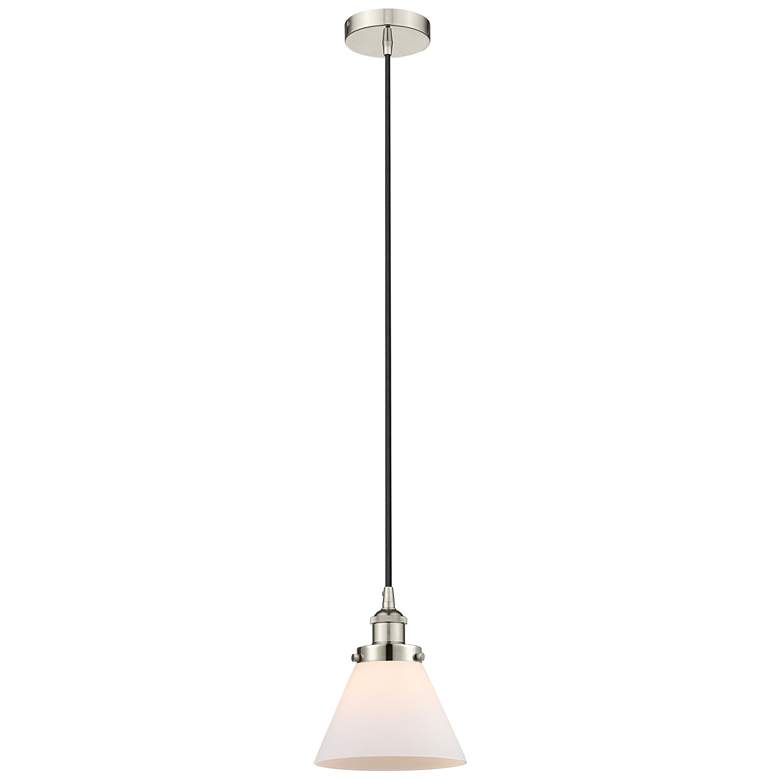 Image 1 Cone 8" Polished Nickel Mini Pendant w/ Matte White Shade