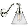 Cone 8" Polished Nickel Sconce w/ Clear Shade