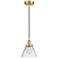 Cone 8" Satin Gold Mini Pendant w/ Clear Shade