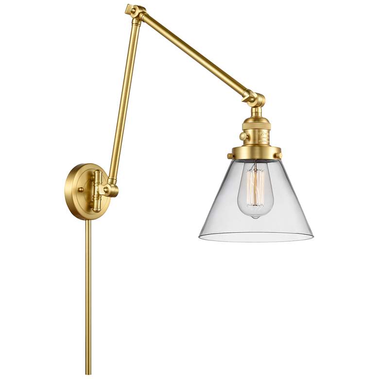 Image 1 Cone 8" Satin Gold Swing Arm w/ Clear Shade