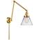 Cone 8" Satin Gold Swing Arm w/ Clear Shade