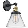 Cone 8" Sconce LED - Black Brass Finish - Clear Shade
